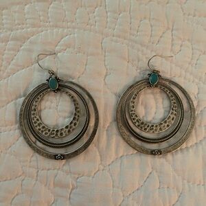 Silver and Turquoise Hoop Earrings Lucky Brand
